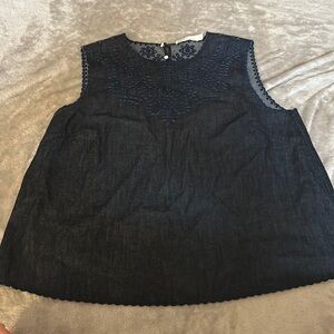 Rag&bone Sahara indigo sleeveless embroidered top